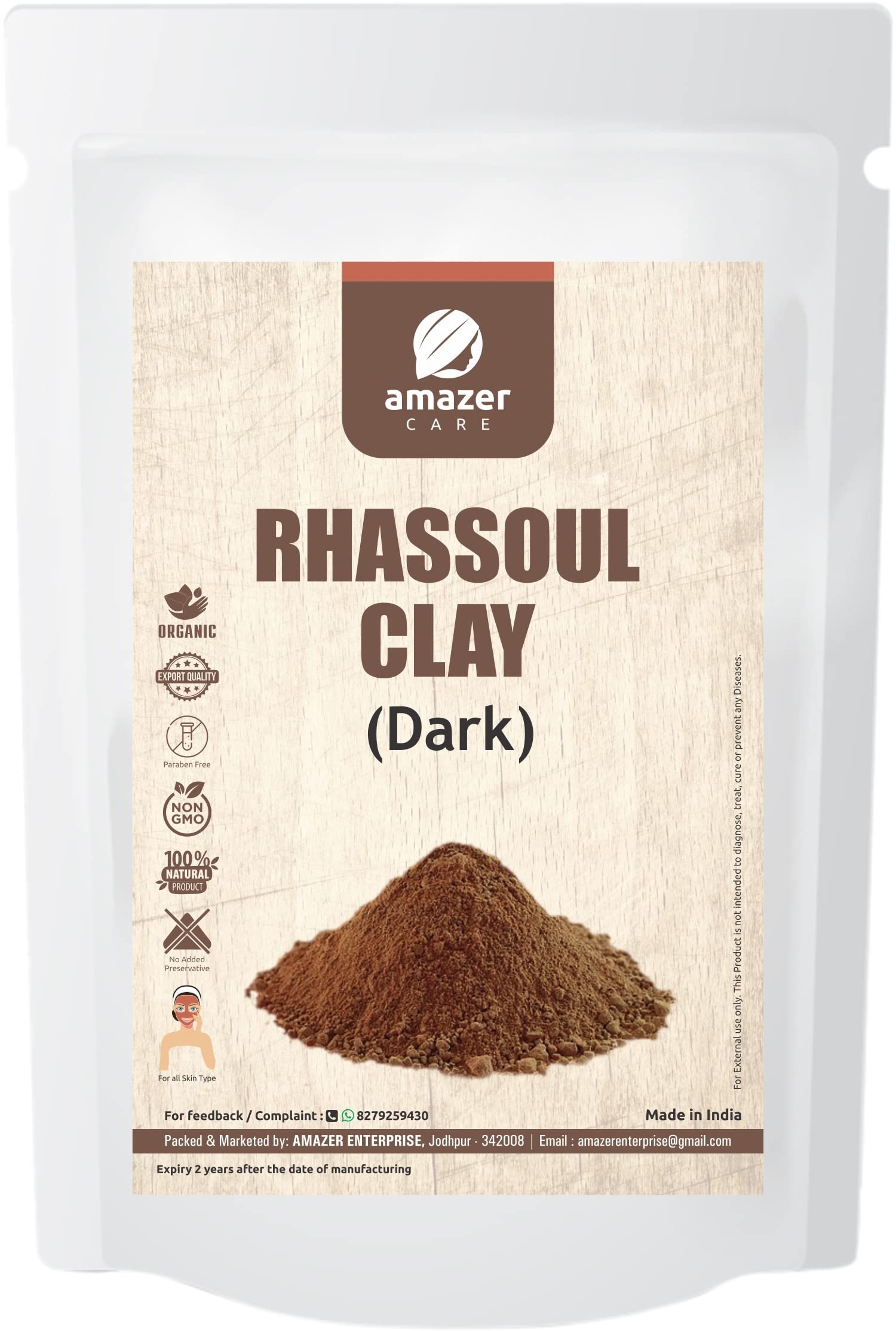 AmazerCare 100% Pure Rhassoul Clay (dark)