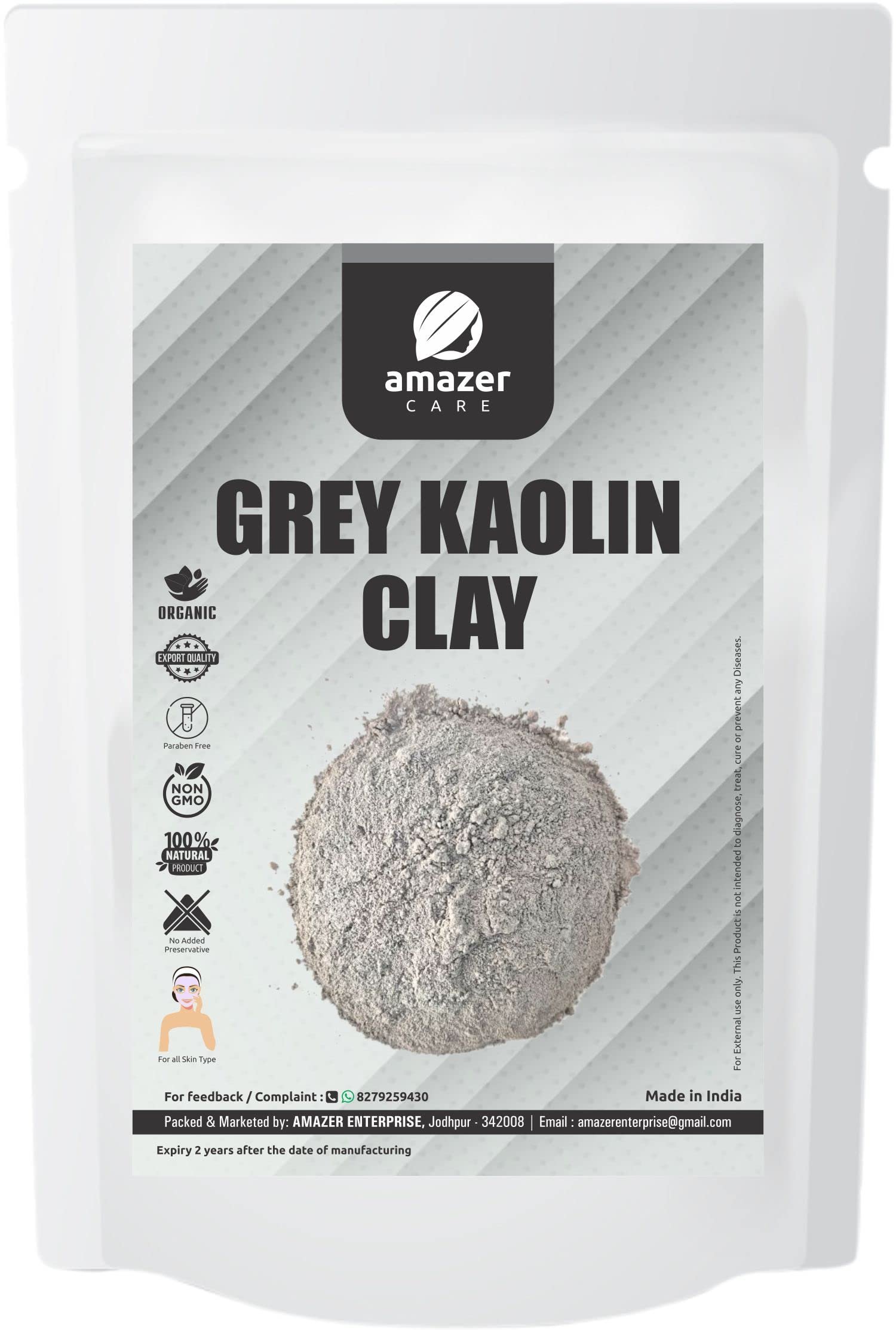 AmazerCare Natural Grey Kaolin Clay Powder