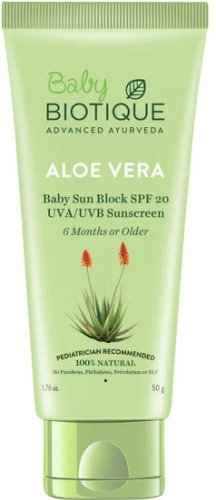 Biotique Bio Aloe Vera Baby Sun Block SPF 20 UVA UVB Sunscreen
