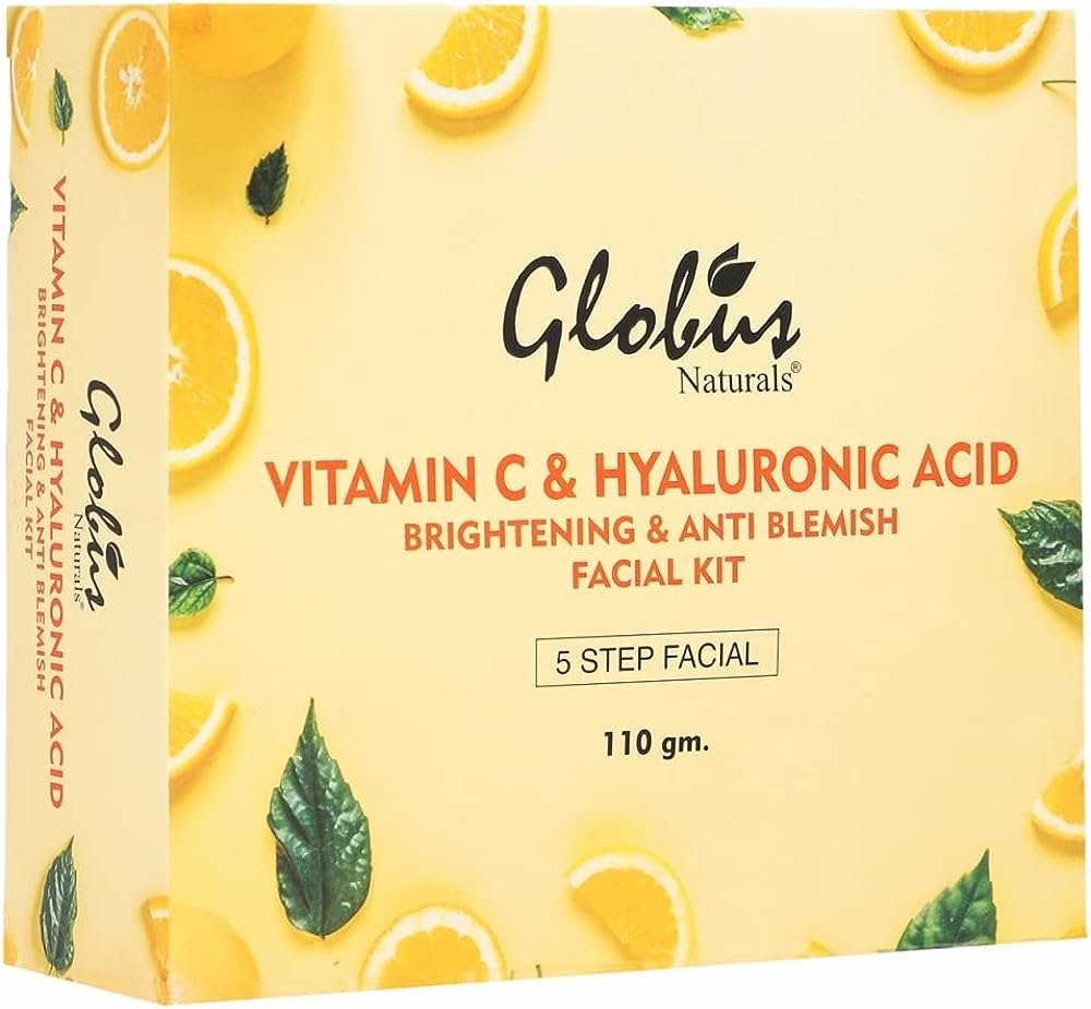 Globus Naturals Anti-Ageing Hyaluronic Acid and Vitamin C Lightening Brightening Facial Kit