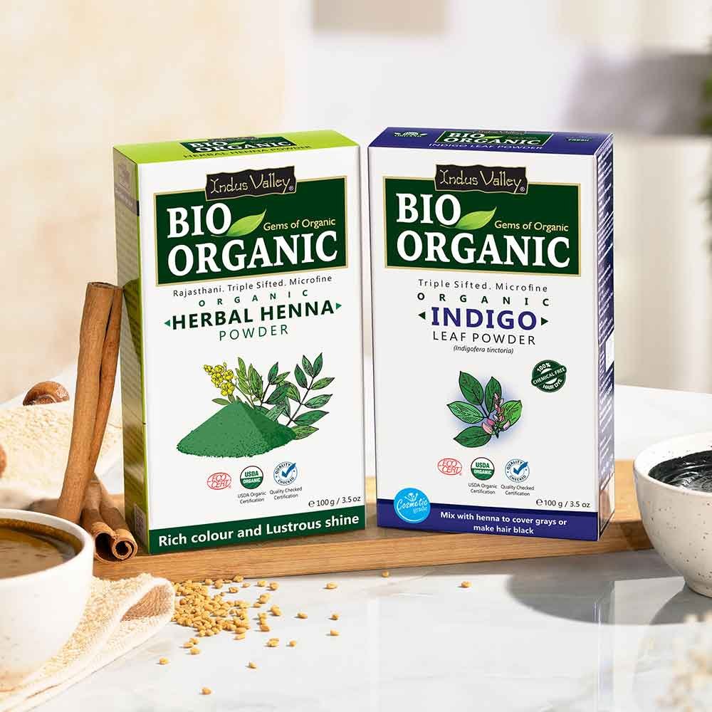 Indus Valley Natural Herbal Henna & Indigo Powder Combo