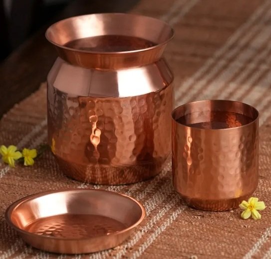 Isha Life Copper Sombu (Pot) with Lid and Tumbler
