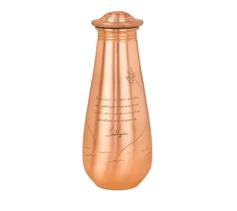 Isha Life Small Copper Water Bottle with Sadhguru Quote