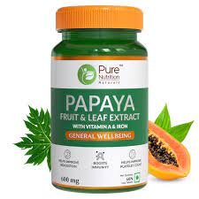 Pure Nutrition Papaya Fruit and Leaf Extract 600 mg