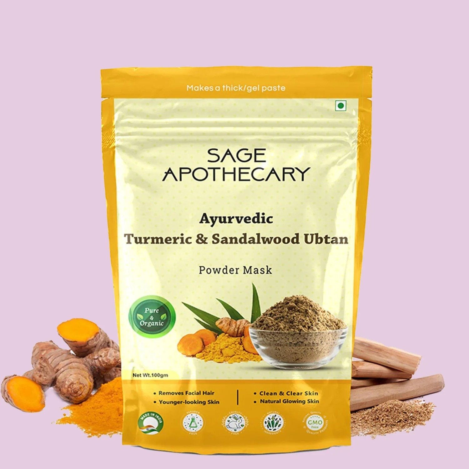 Sage Apothecary Ayurvedic Turmeric & Sandalwood Ubtan Powder Mask 