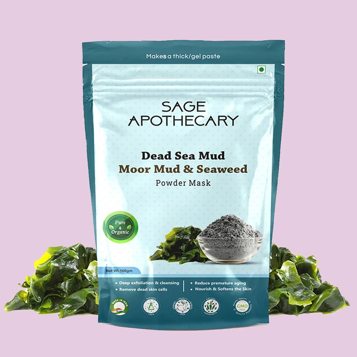 Sage Apothecary Natural Dead Sea Mud, & Seaweed Powder Face Mask