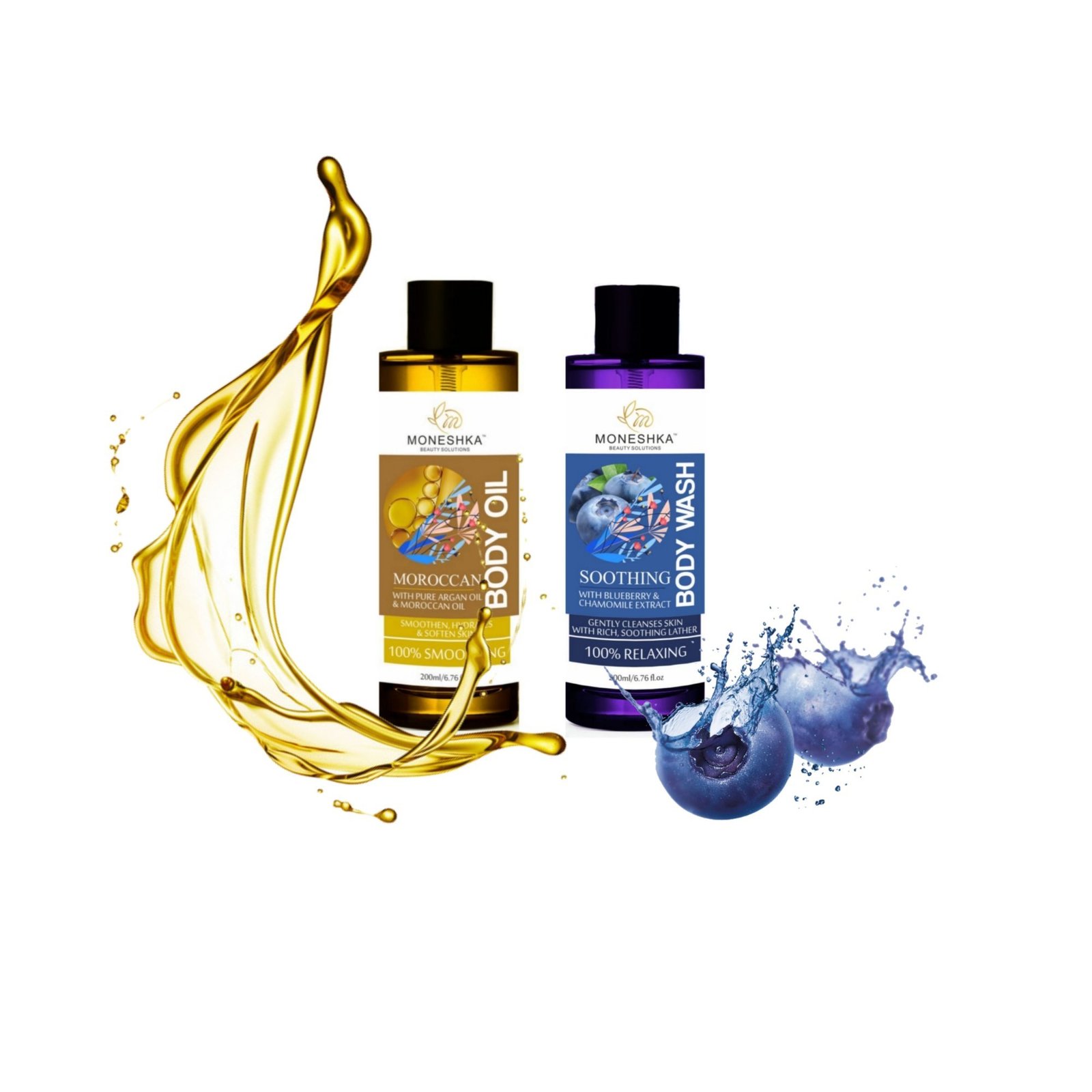 The Moneshka Beauty Moroccan Body Oil & Charcoal Body Wash Combo