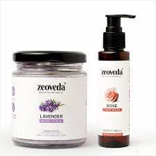 Zeoveda Lavender Sugar Scrub + Rose Face Wash Combo