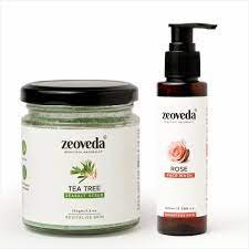 Zeoveda Tea Tree Scrub + Rose Face Wash Combo